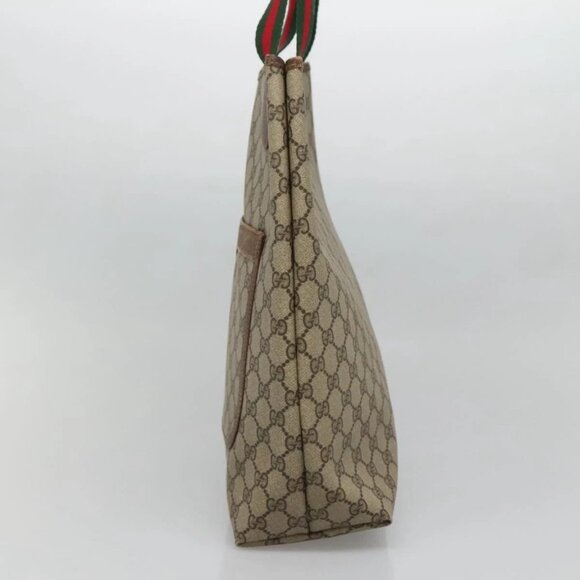 GUCCI GG Supreme Web Sherry Line Tote Bag PVC Beige Gold - Picture 4 of 15